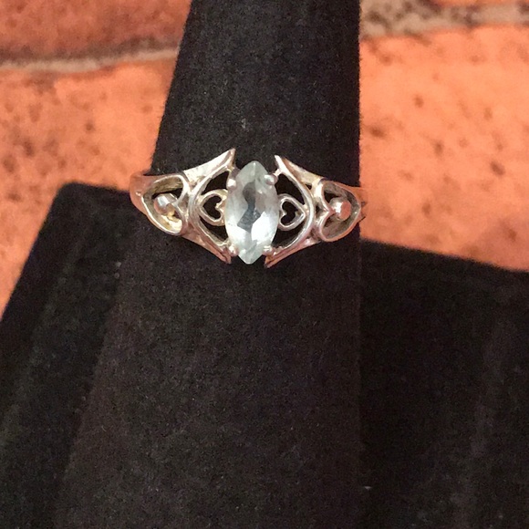 Jewelry - Sterling Silver Ring Marquis Cut Aquamarine 7.75